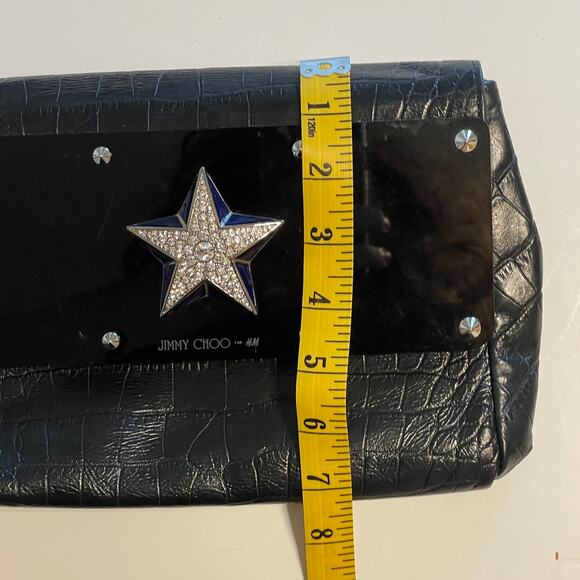 Jimmy Choo x H&M Leather Clutch Womens Black with Rhinestone Star Handbag - Picture 7 of 7